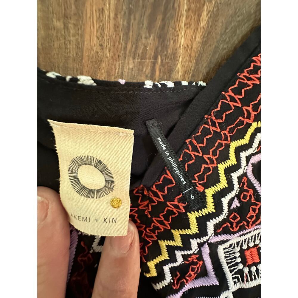 Anthropologie Akemi + Kin Women's Multicolor Embroidered Midi Dress Size 6 - Picture 7 of 11